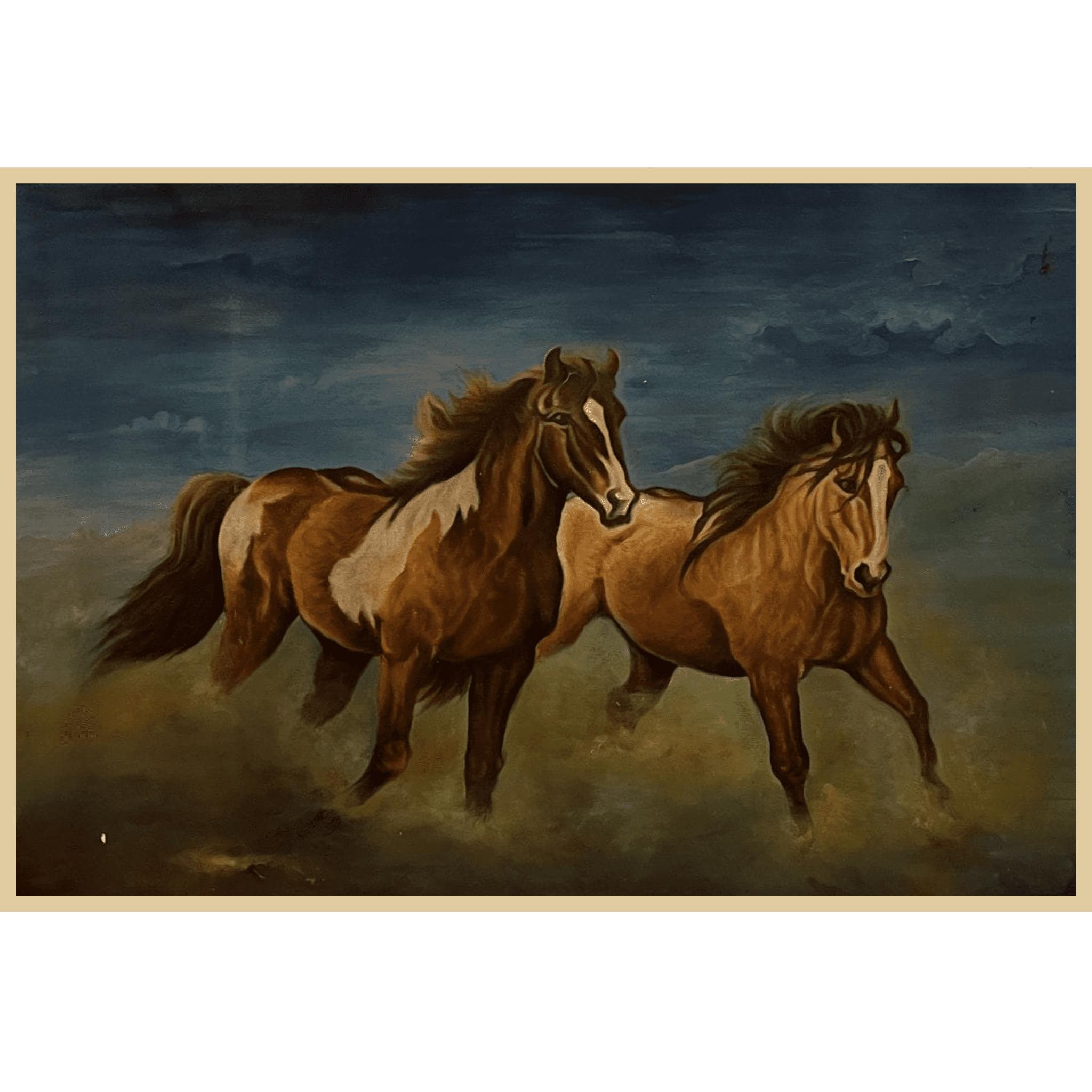 Handmade Running Horses Oil Painting on Canvas