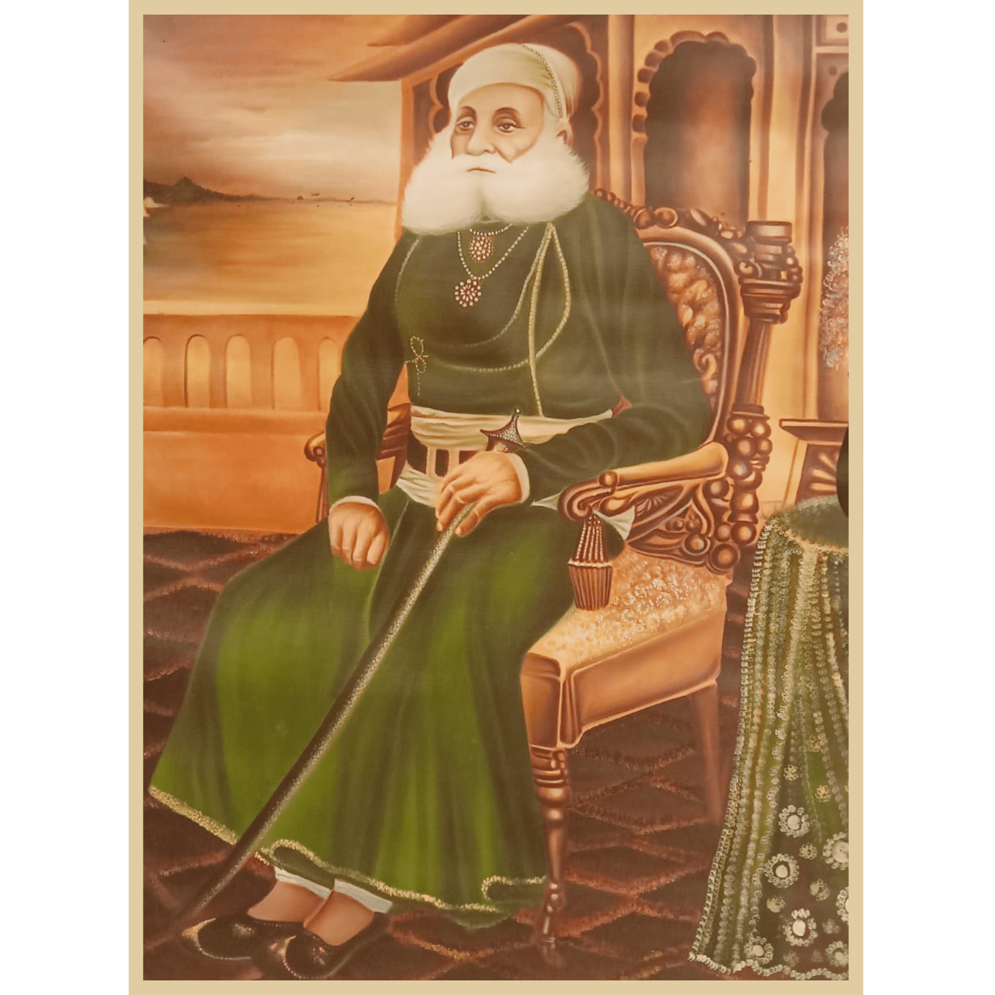 Royal King Portrait Oil Painting – Handmade Original Oil Painting - 42 x 32 inches - Indian Traditional Art on Canvas by Udaipur Artist