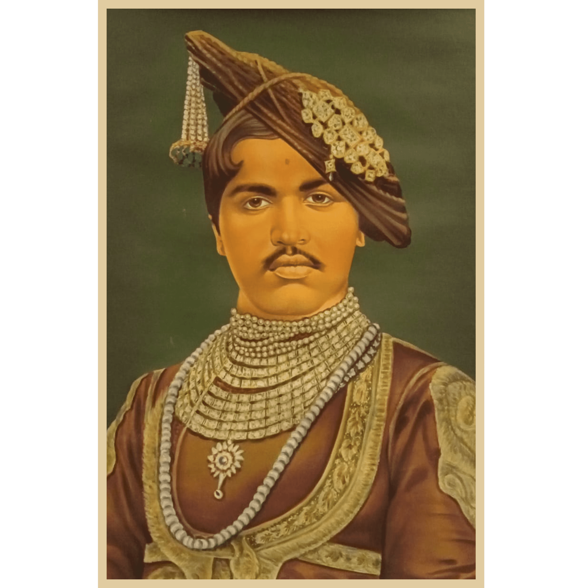 Royal Portrait Oil Painting | Handmade 26×17 Inch Original Oil Painting - 26 x 17 inches - Indian Traditional Art on Canvas by Udaipur Artist