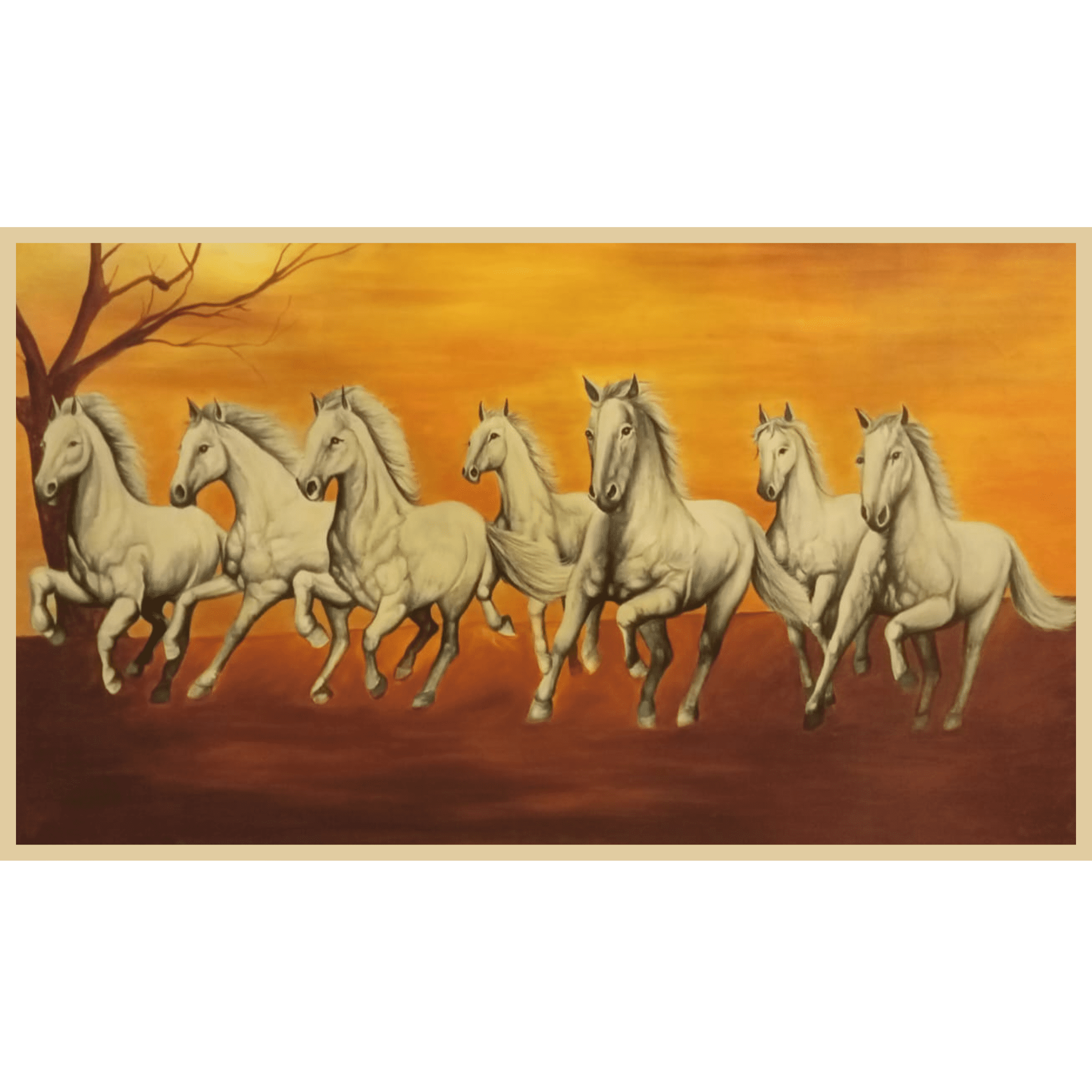 Seven Running Horses Vastu Oil Painting