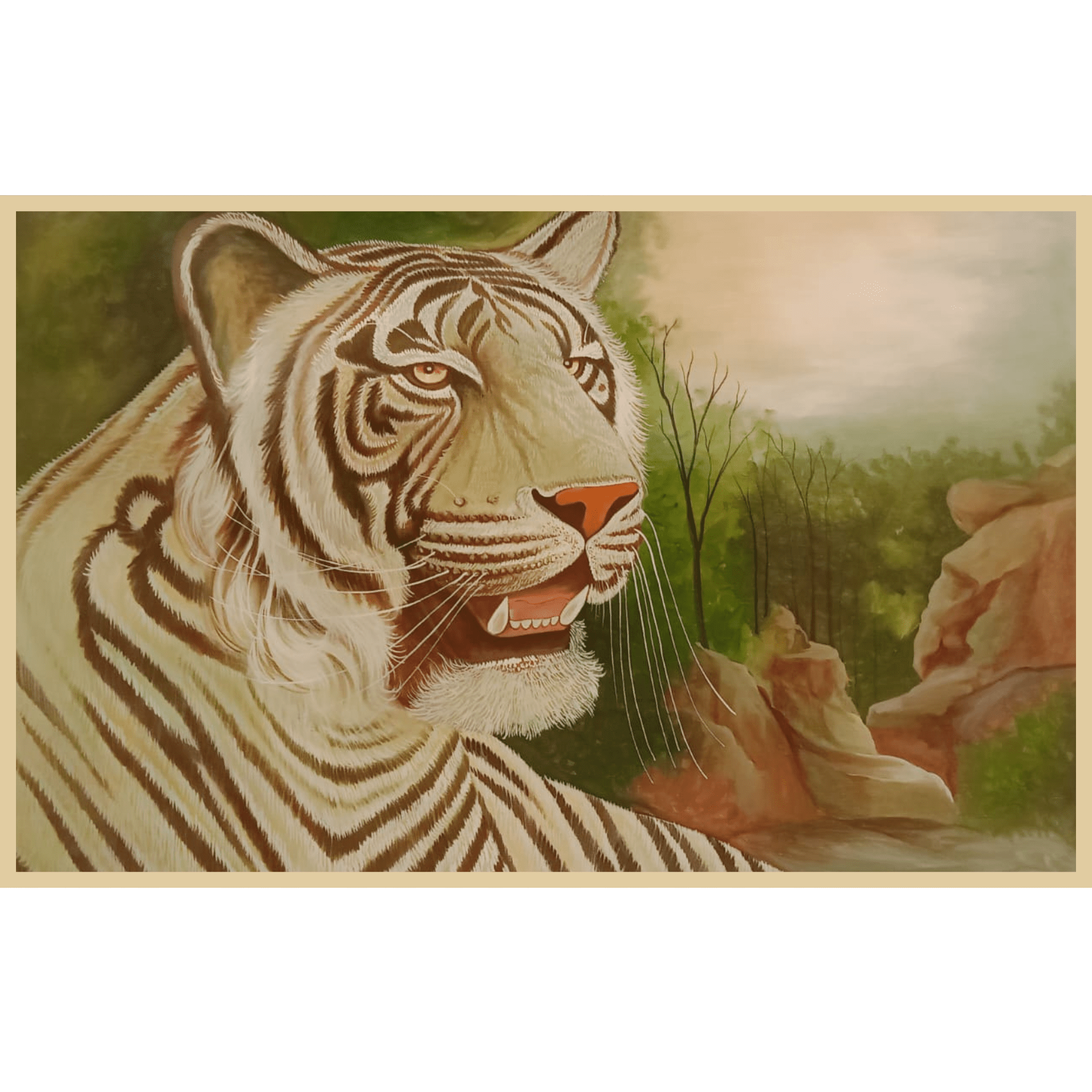 Tiger Portrait Oil Painting – Handmade Wildlife Artwork